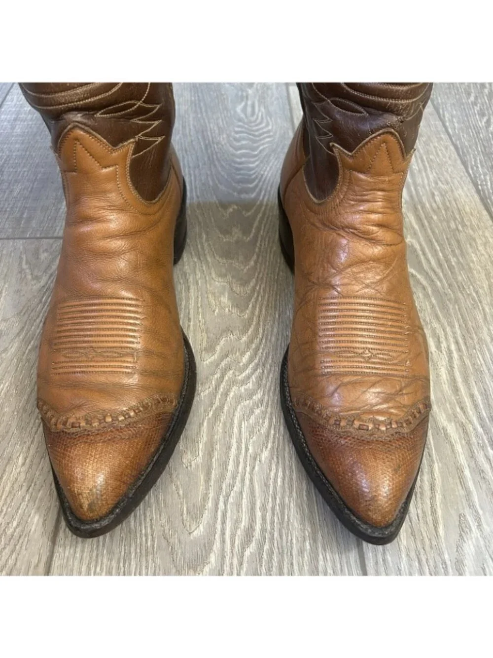 Tony Lama Vintage Gold Label Wingtip Western Cowboy Boots Mens 13 D